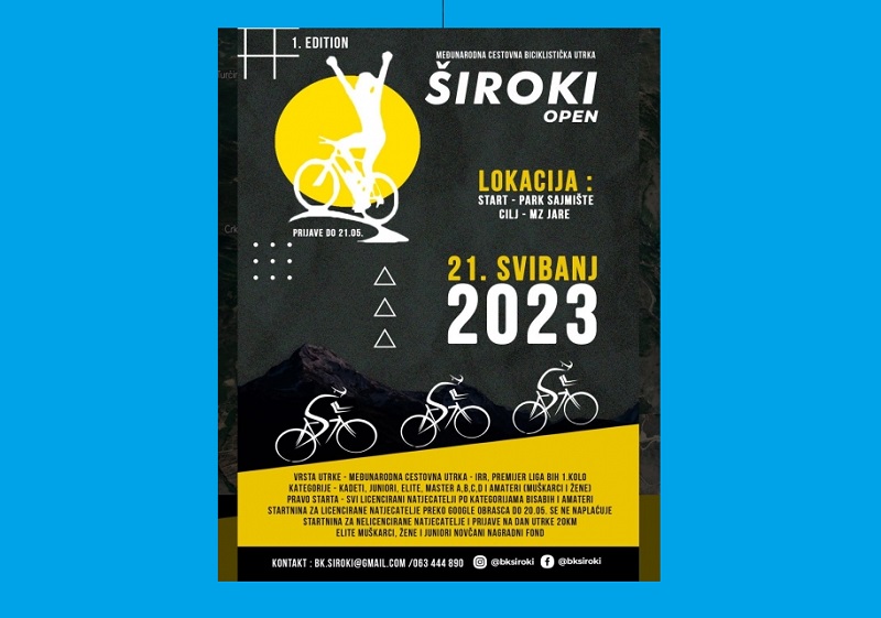 NAJAVA: Međunarodna cestovna biciklistička utrka “ŠIROKI OPEN 2023”
