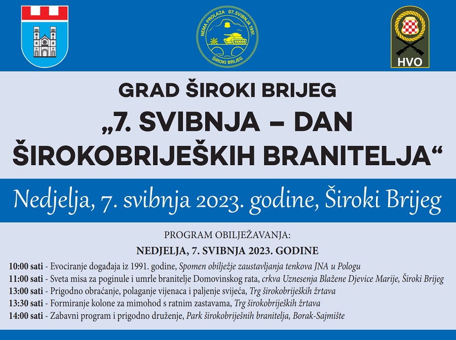 NAJAVA: Dan širokobrijeških branitelja i 32. obljetnica zaustavljanja tenkova agresorske JNA