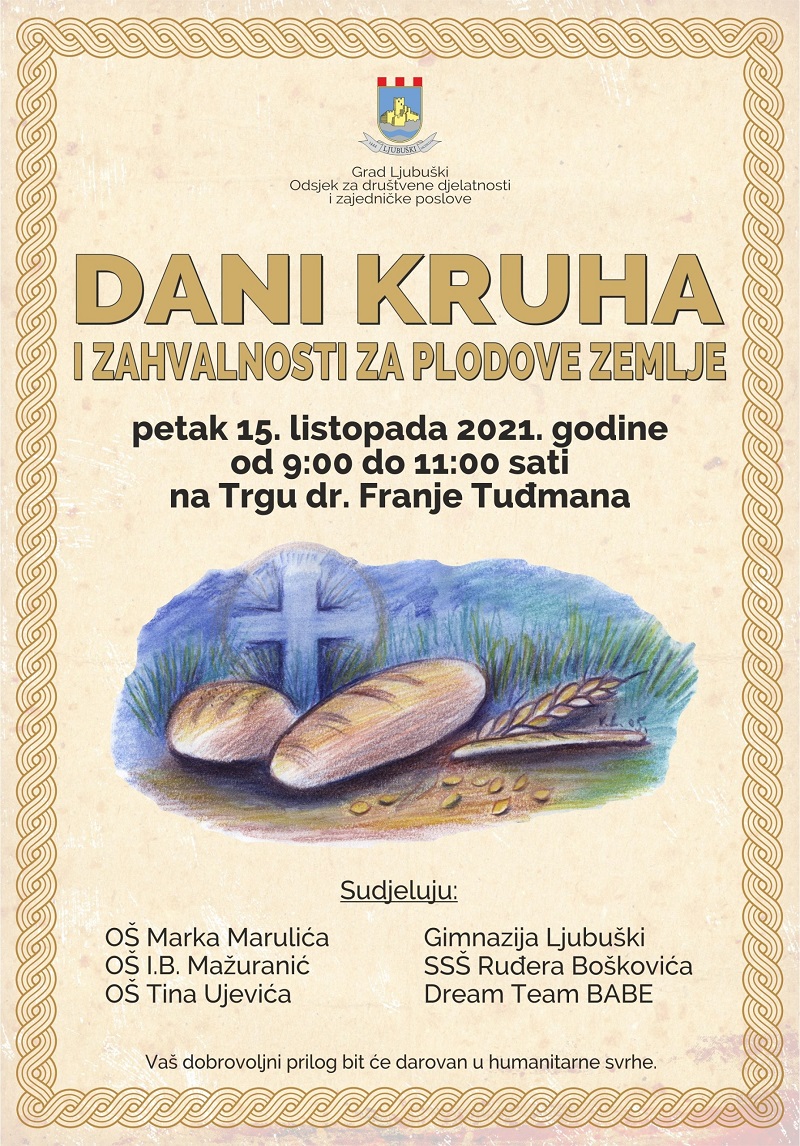 Grad Ljubuški organizira manifestaciju “Dani kruha i zahvalnosti za plodove zemlje”