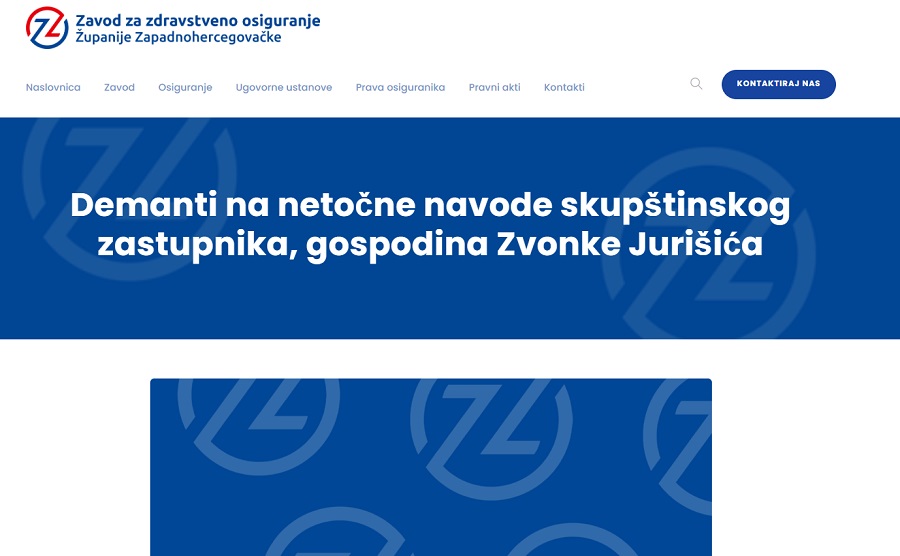 ČULI KAKO ĆE RADITI TUŽITELJSTVO! – Iz Zavoda za zdravstveno osiguranje ŽZH demantiraju zastupnika Jurišića