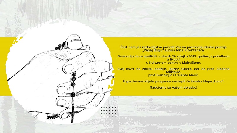NAJAVA: Promocija zbirke poezije „Vapaj Bogu“ autora Ivice Vizentanera