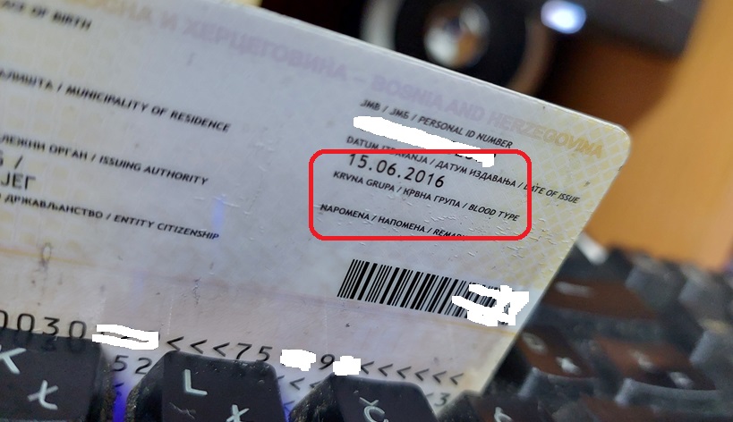 Zašto u osobnim iskaznicama postoji mjesto za upis krvne grupe, a taj se podatak ne upisuje?