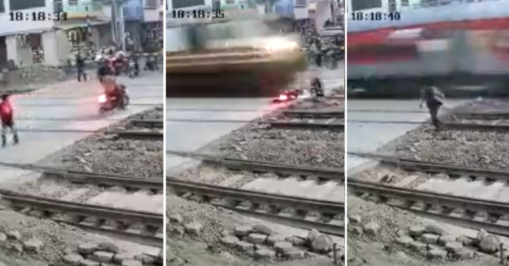 VIDEO Motociklist obišao rampu našao se oči u oči s jurećim vlakom