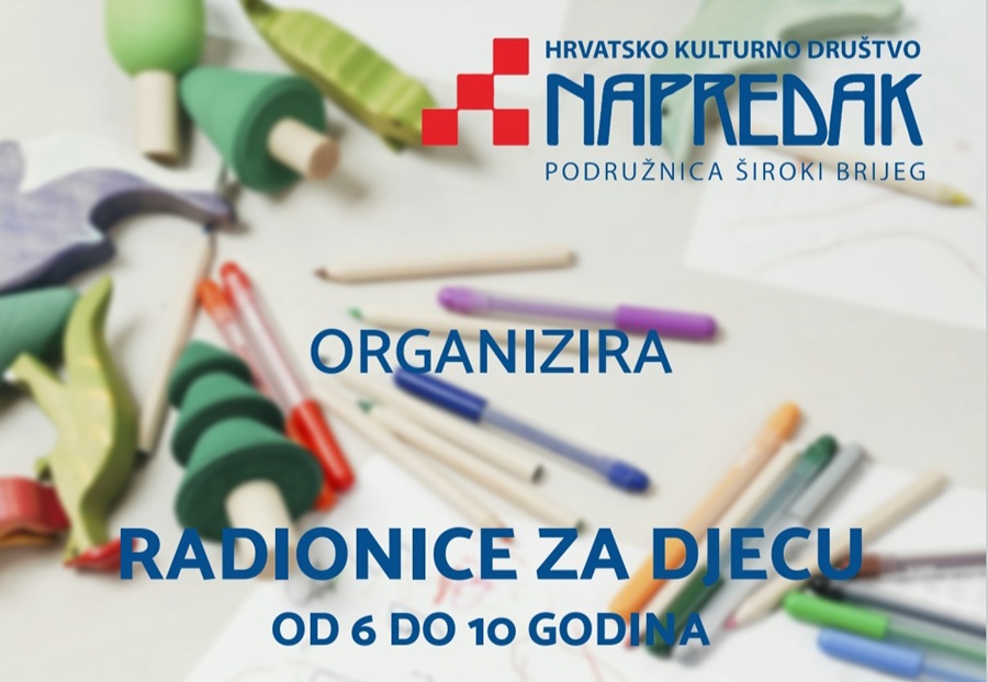 NAJAVA: Dječje radionice likovne i glazbene kulture od 20. srpnja do 10. kolovoza 2024. u Širokom Brijegu