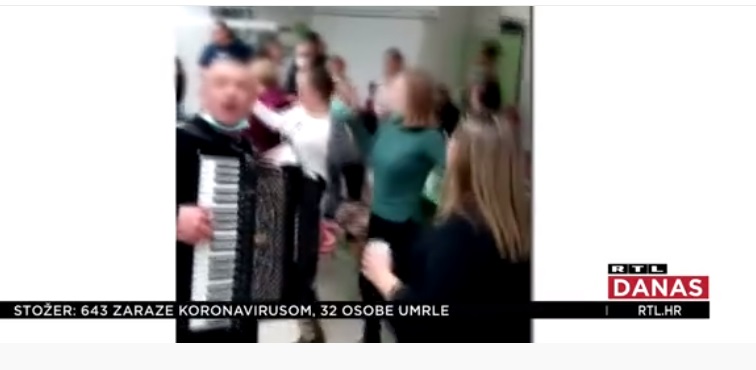 VIDEO: Djelatnici u Covid bolnici u Zagrebu tulumare uz harmoniku, pjesmu i ples