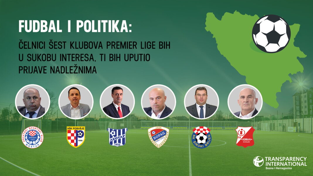 Čelnici šest klubova Premier lige BiH godinama u sukobu interesa, TI BIH uputio prijave nadležnima