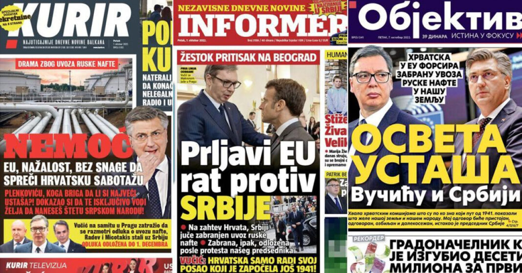 Mediji Čovićeva druga iz Srbije na zadnjim nogama – ‘Hrvatska objavila rat Srbiji‘, ‘Osveta ustaša…‘