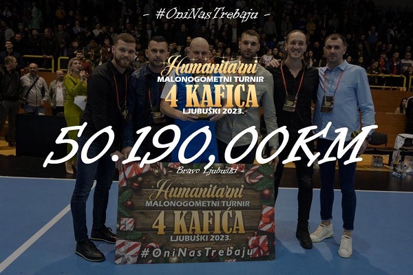 Na humanitarnom malonogometnom turniru “4 Kafića” prikupljeno 50.190,00 KM
