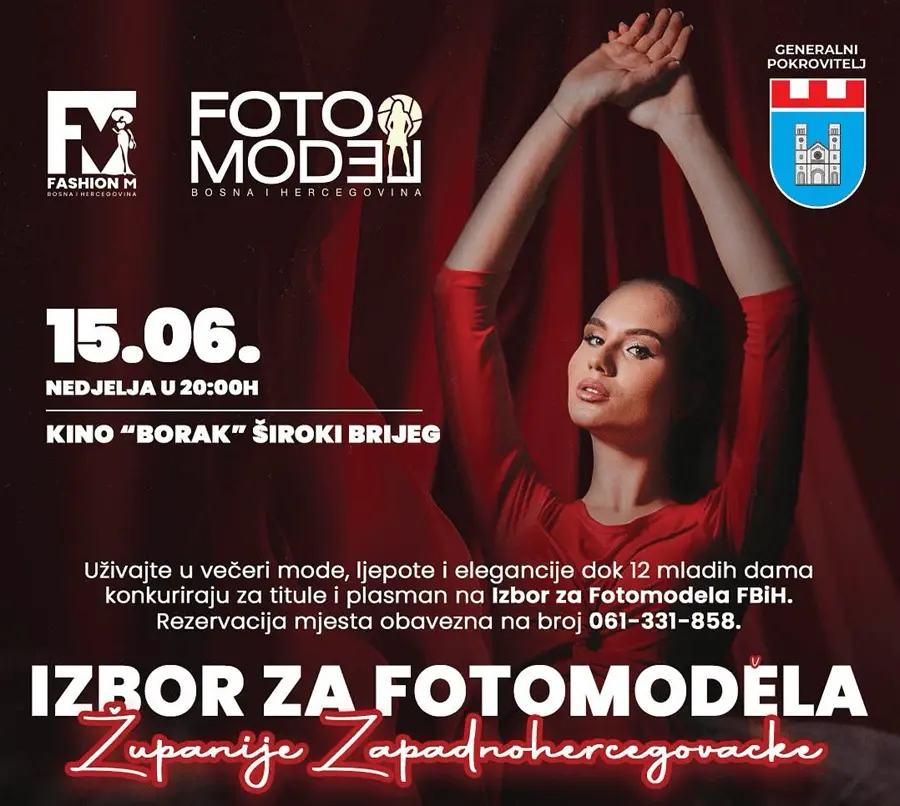 NAJAVA: Izbor za Fotomodela ŽZH 2025: Večer ljepote, talenta i inspiracije u Širokom Brijegu