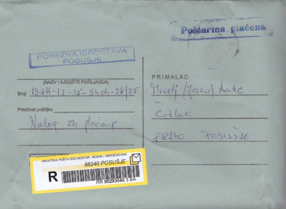 Županijski porezni ured Ljubuški šalje Nalog za plaćanje umrlim osobama!