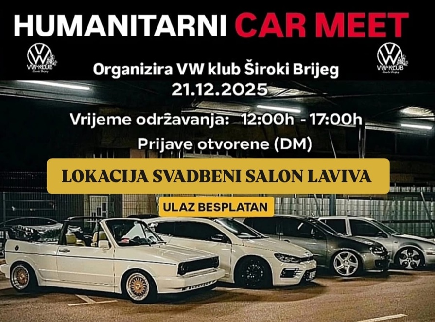 NAJAVA: Humanitarni car meet u Širokom Brijegu – automobili u službi dobrote