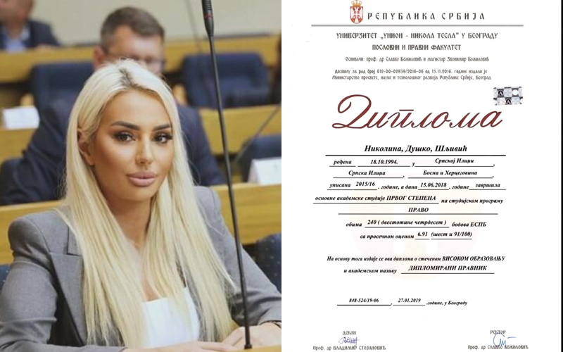 NAJLUĐE OD SVEGA – Nedjeljnu diplomu Nikoline Šljivić potpisao čovjek koji je priznao trgovinu diplomama