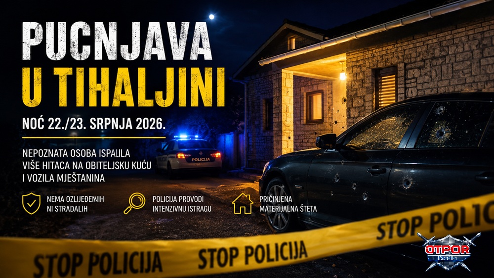 RAFALI U NOĆI U TIHALJINI: Nepoznata osoba izrešetala obiteljsku kuću i vozila, policija istražuje dramatičan događaj